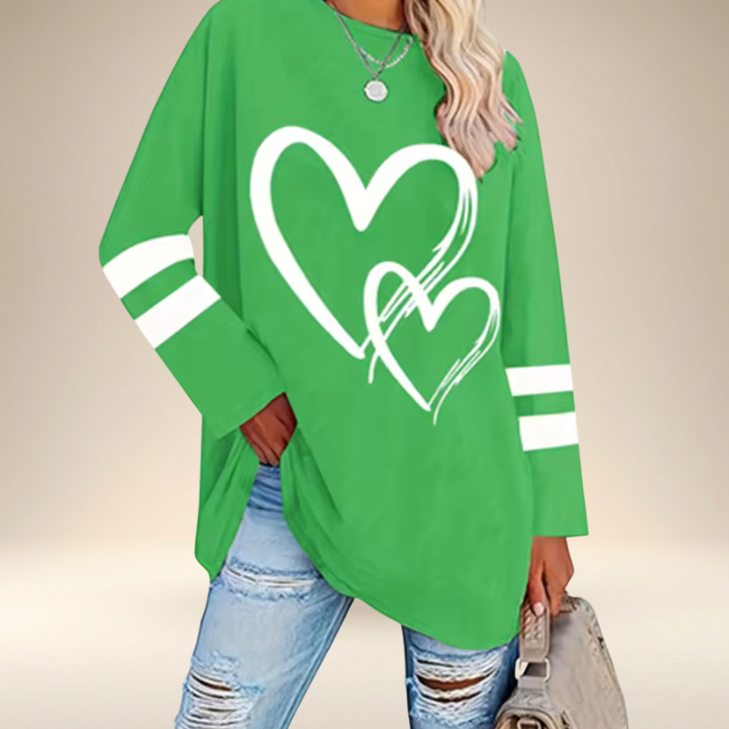 Faloria - Sweat Oversize Femme à Imprimé Cœur
