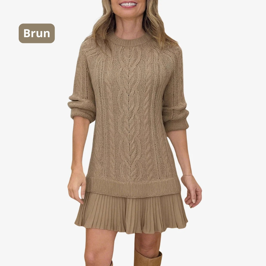 Marivessa - Robe Pull Torsadée Chaude et Élégante pour l’Hiver