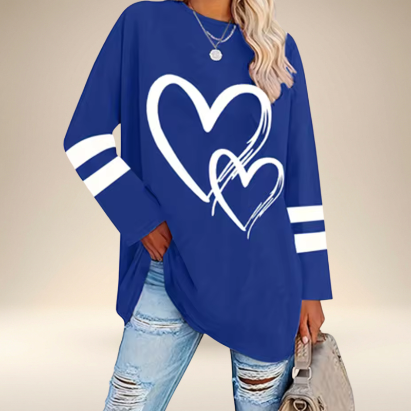 Faloria - Sweat Oversize Femme à Imprimé Cœur