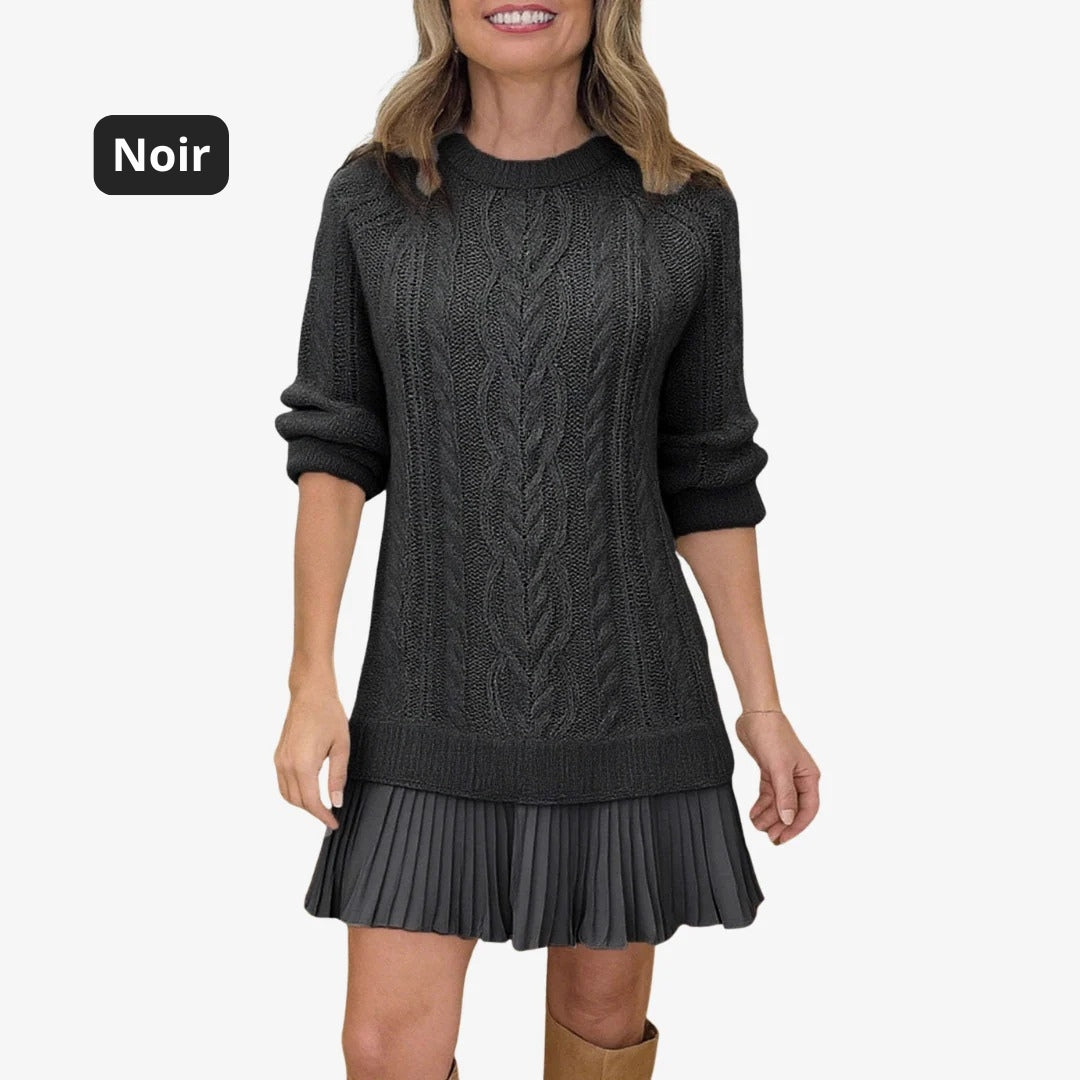 Marivessa - Robe Pull Torsadée Chaude et Élégante pour l’Hiver