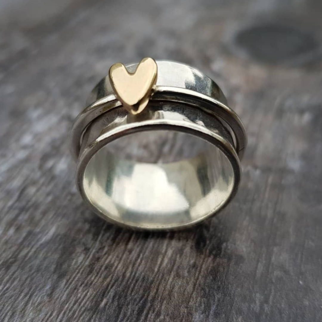 Mely - Bague en argent cœur doré