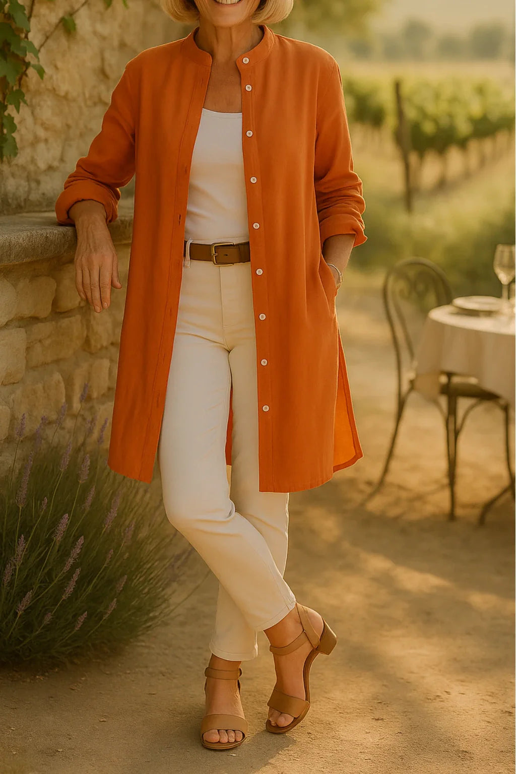 Elisca - Veste Chemise Évasée en Coton