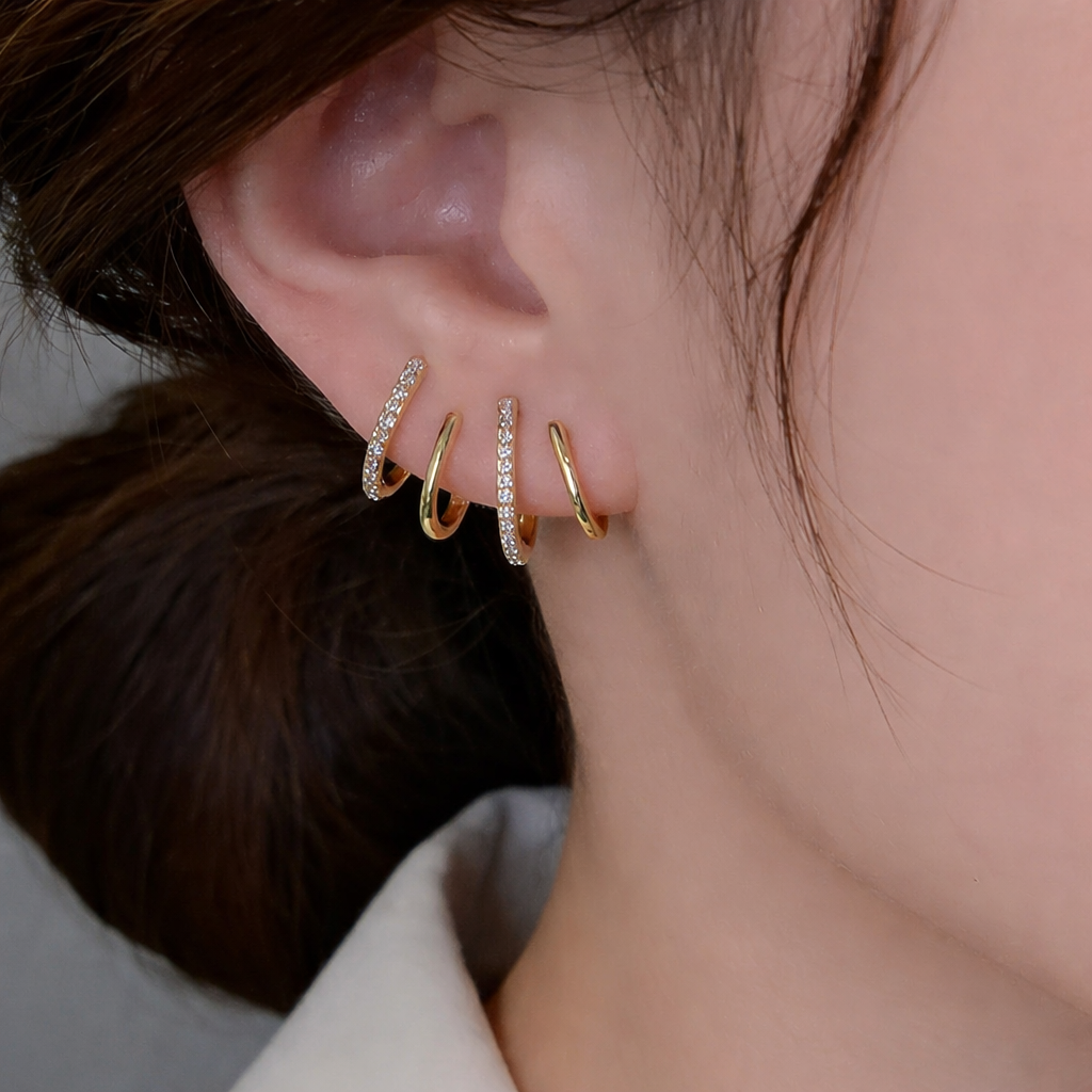 Evarune - Boucles d’Oreilles Femme Design Spirale Zirconiums Élégance Moderne
