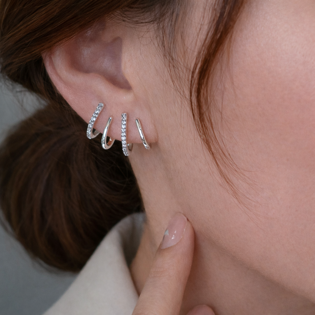 Evarune - Boucles d’Oreilles Femme Design Spirale Zirconiums Élégance Moderne