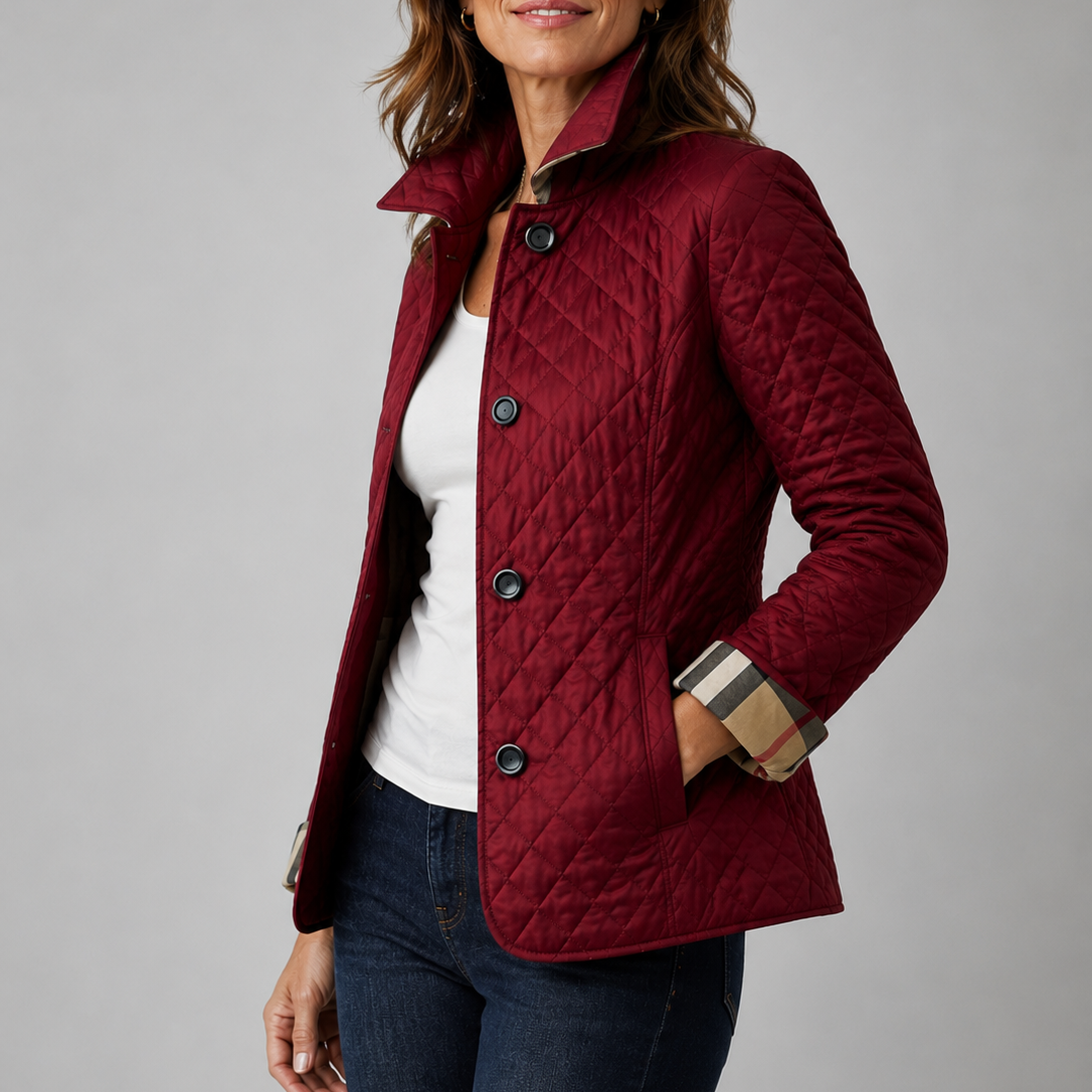Roseline - Veste matelassée longue femme avec col montant