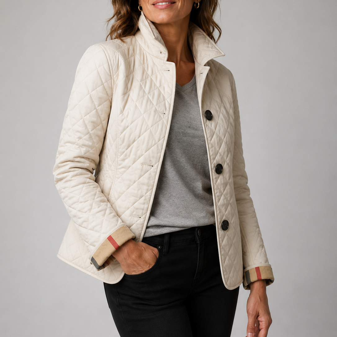 Roseline - Veste matelassée longue femme avec col montant