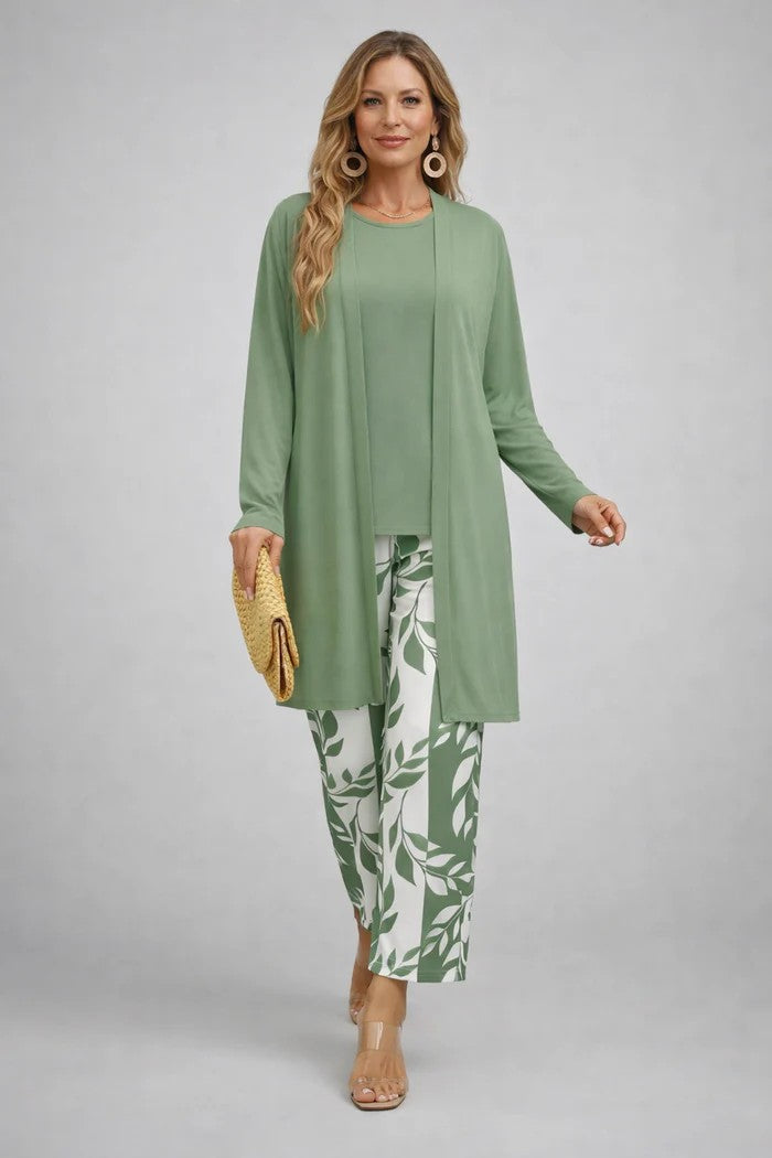 Maxine - Ensemble femme trois pièces avec cardigan imprimé élégant