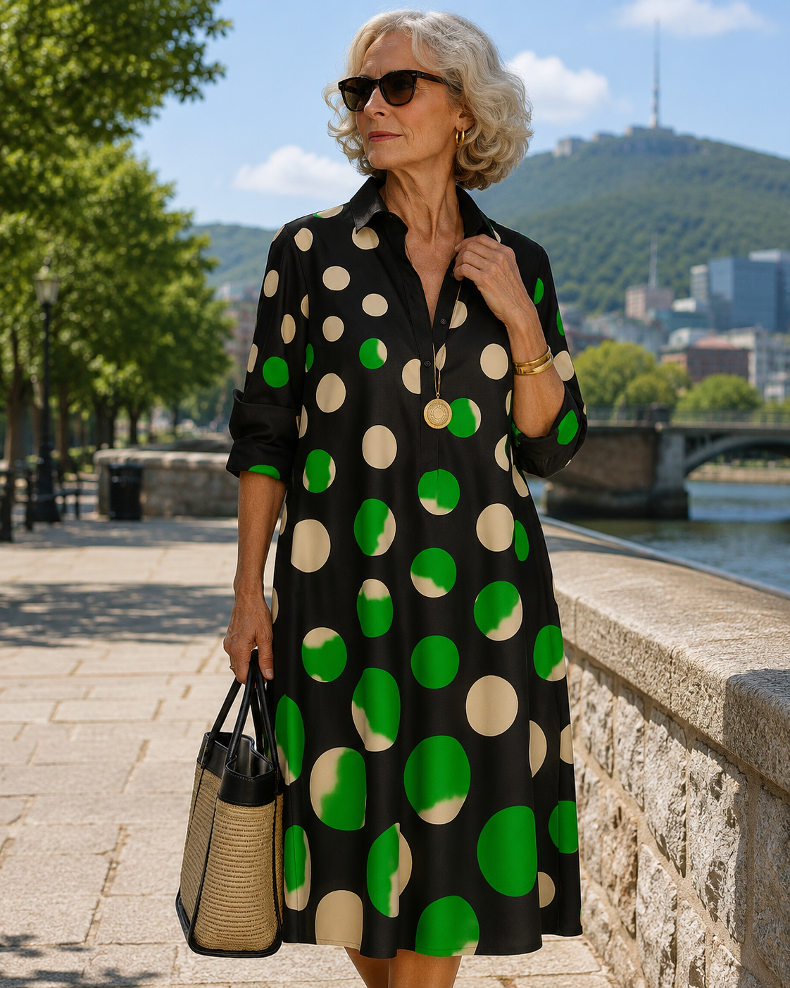 Cireliah - Robe chemise midi femme à pois colorés