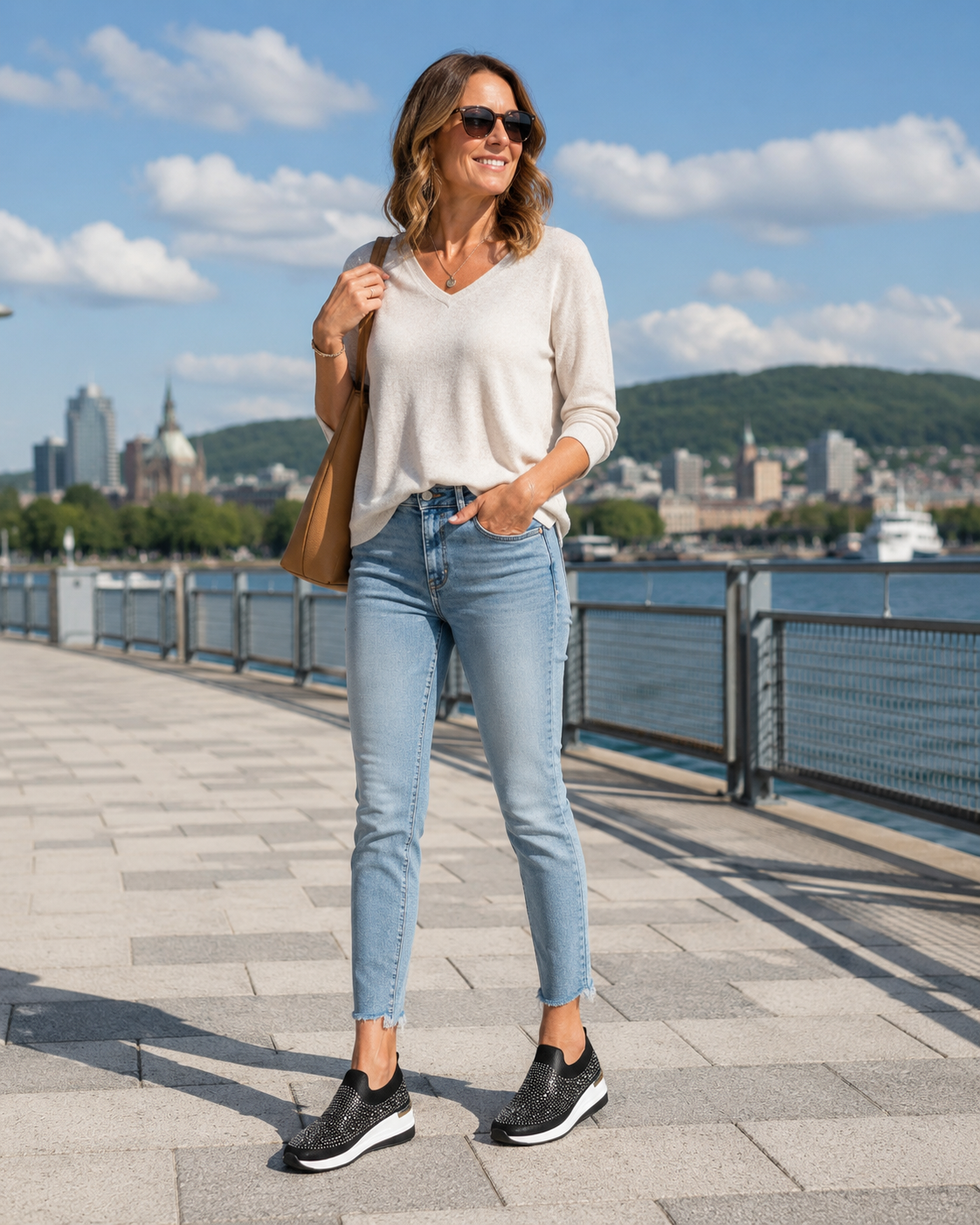 Azelisse - Baskets femme à enfiler avec strass et semelle plateforme