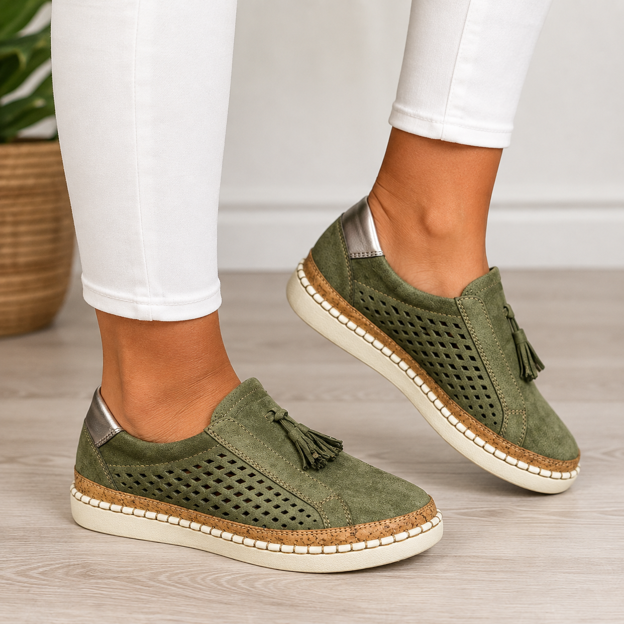 Briony - Mocassins femme ajourés avec semelle épaisse et pampilles