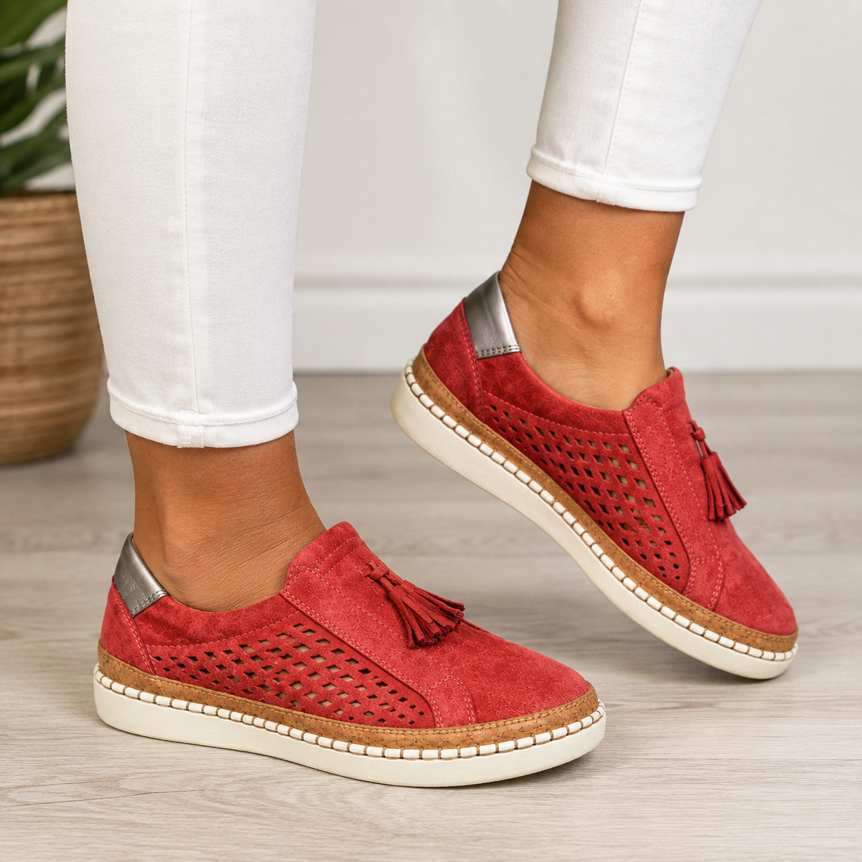 Briony - Mocassins femme ajourés avec semelle épaisse et pampilles