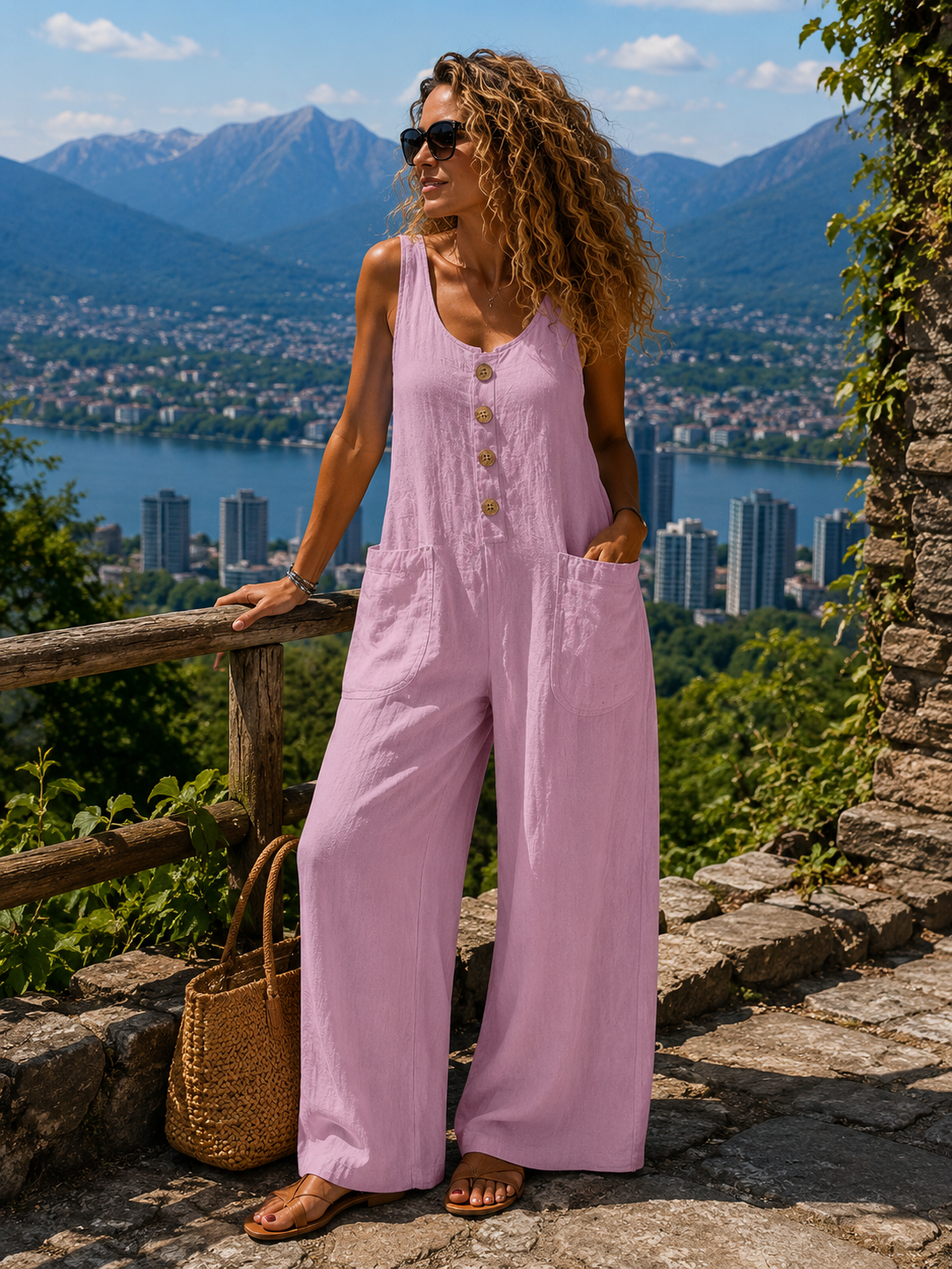 Beloria - Combinaison femme sans manches à jambes larges avec poches