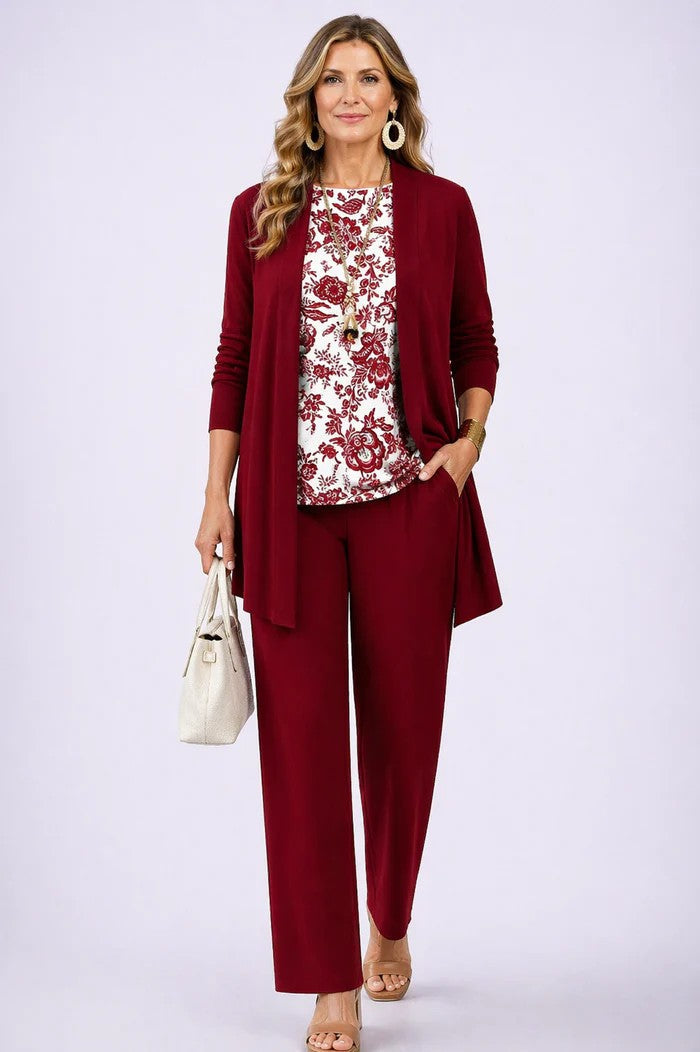 Maxine - Ensemble femme trois pièces avec cardigan imprimé élégant
