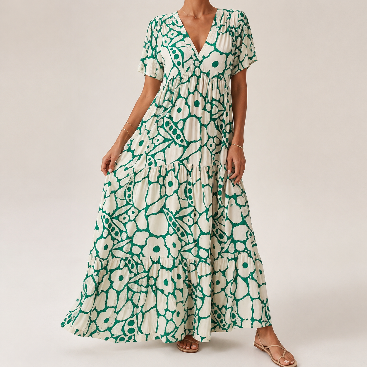 Perenza - Robe longue femme bohème à imprimé floral et col en V
