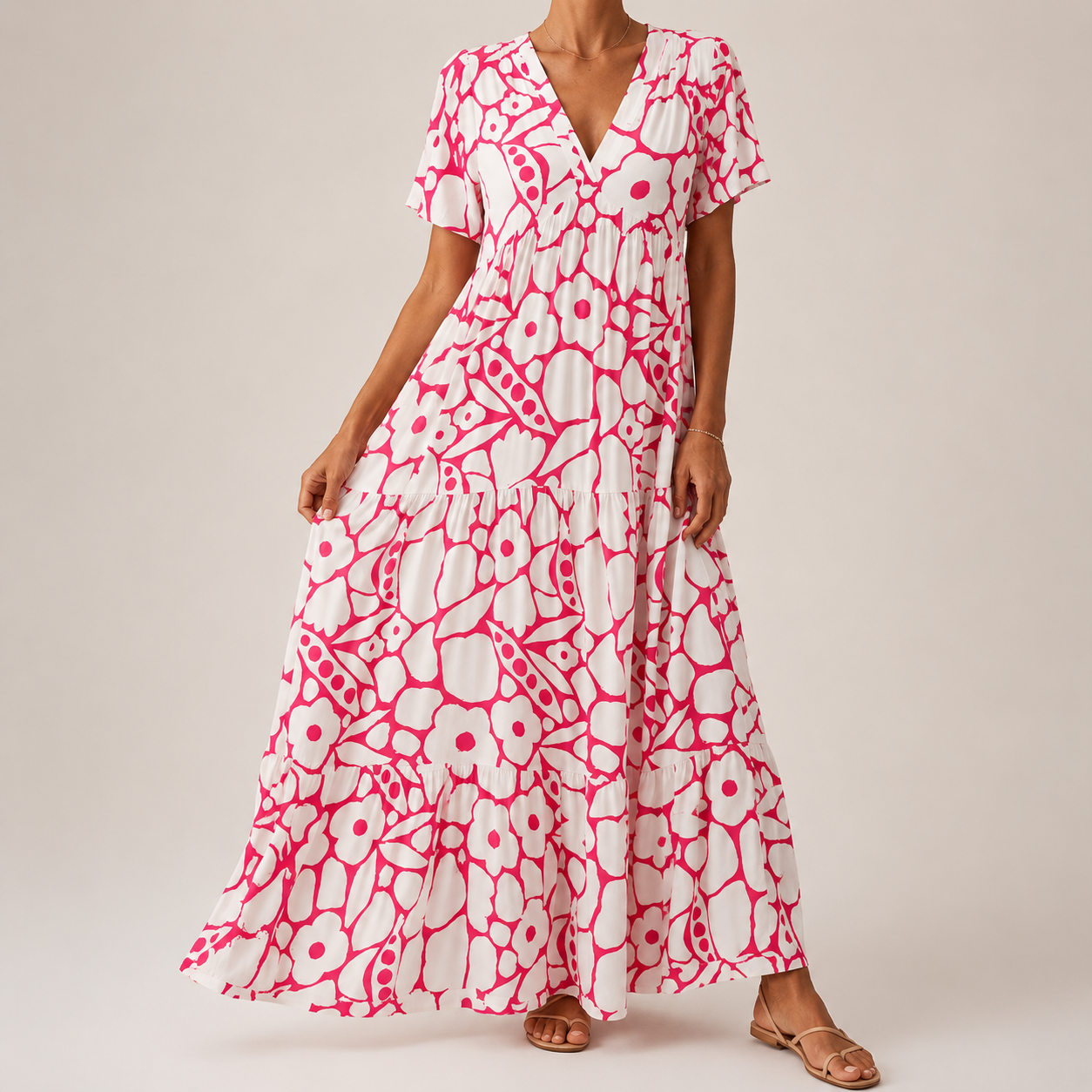 Perenza - Robe longue femme bohème à imprimé floral et col en V
