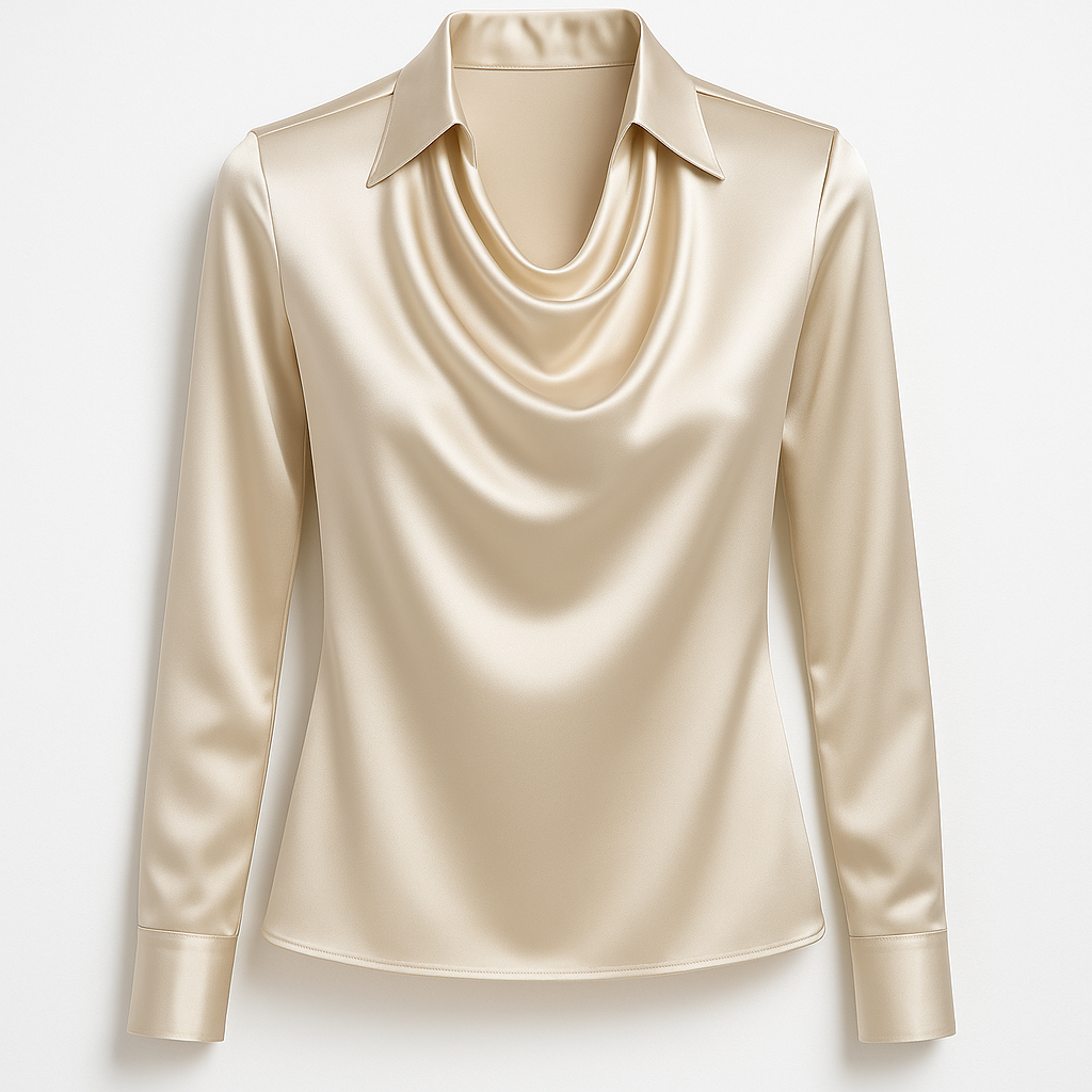 Laureline - Blouse Brillante avec Col Plissé – Chic & Intemporelle