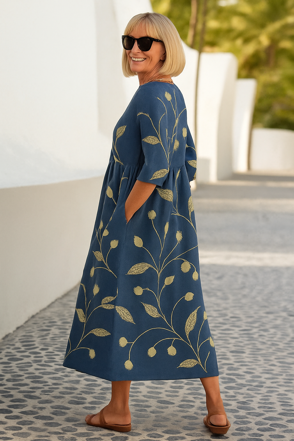 Gavessia - Robe midi femme imprimée style décontracté élégant