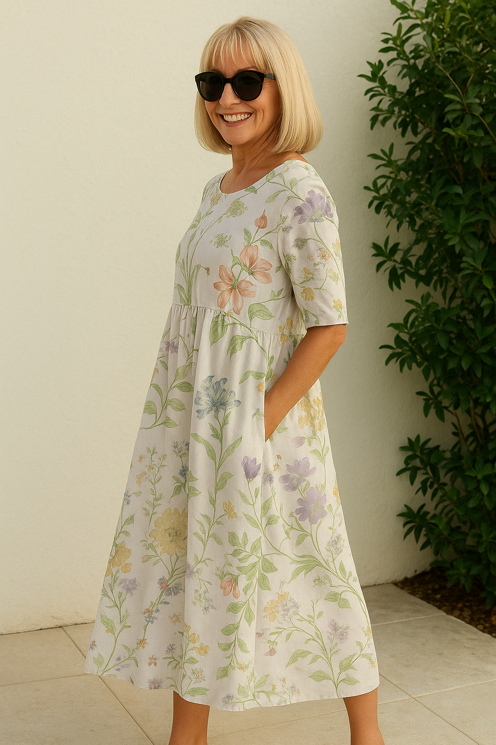 Gavessia - Robe midi femme imprimée style décontracté élégant