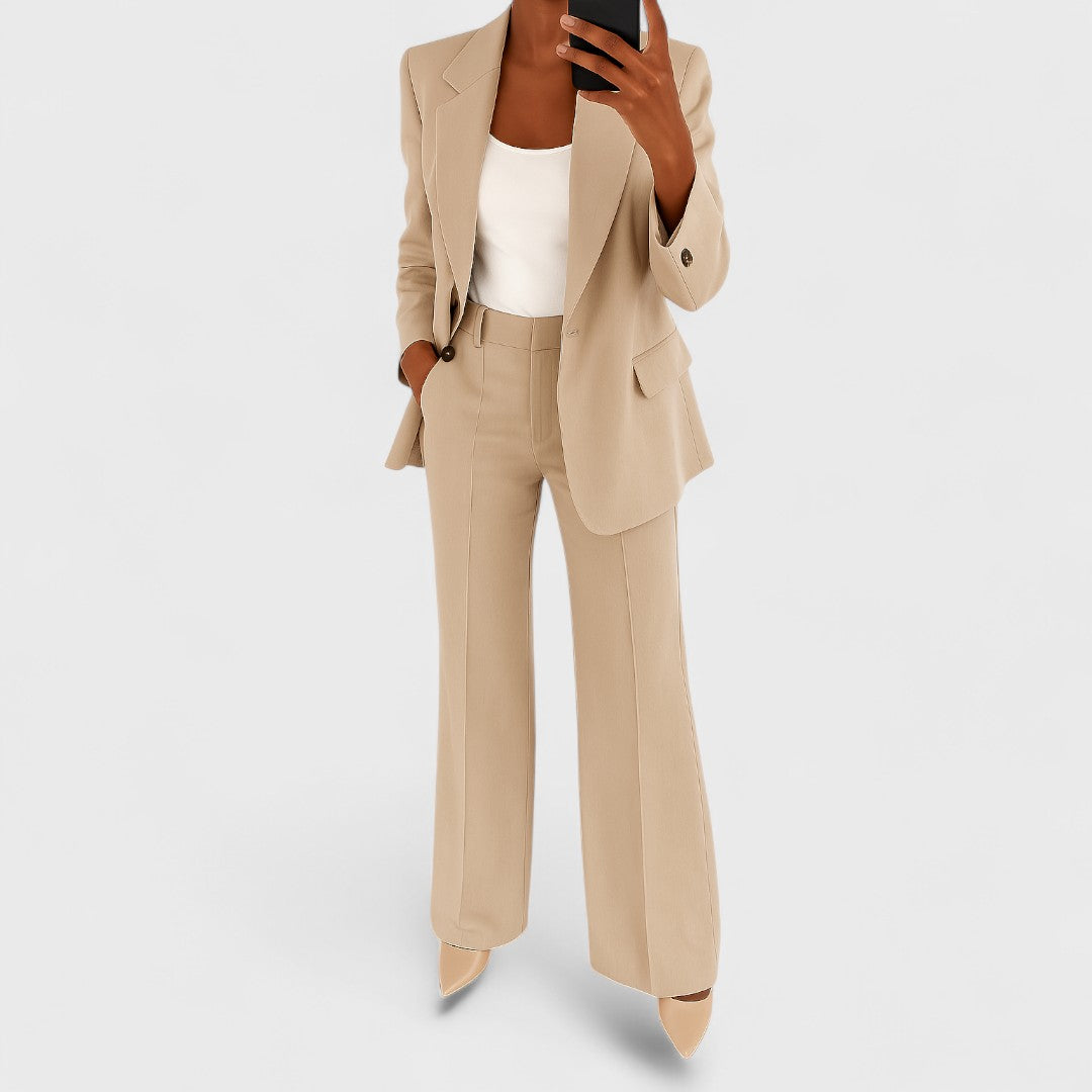 Marlou - Ensemble femme tailleur avec blazer et pantalon large