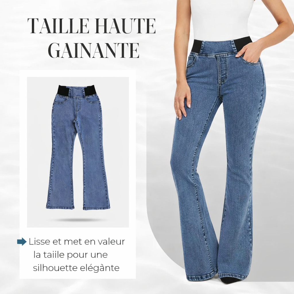 Rovindra - Jean Évasé Taille Haute Stretch Femme