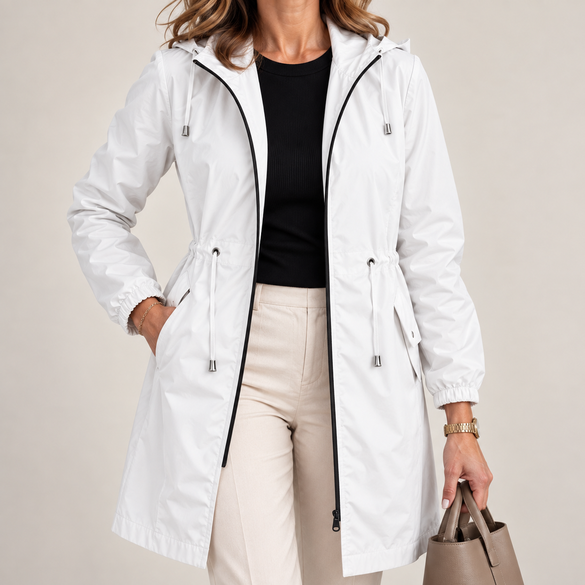 Mirette - Parka femme légère imperméable avec capuche ajustable