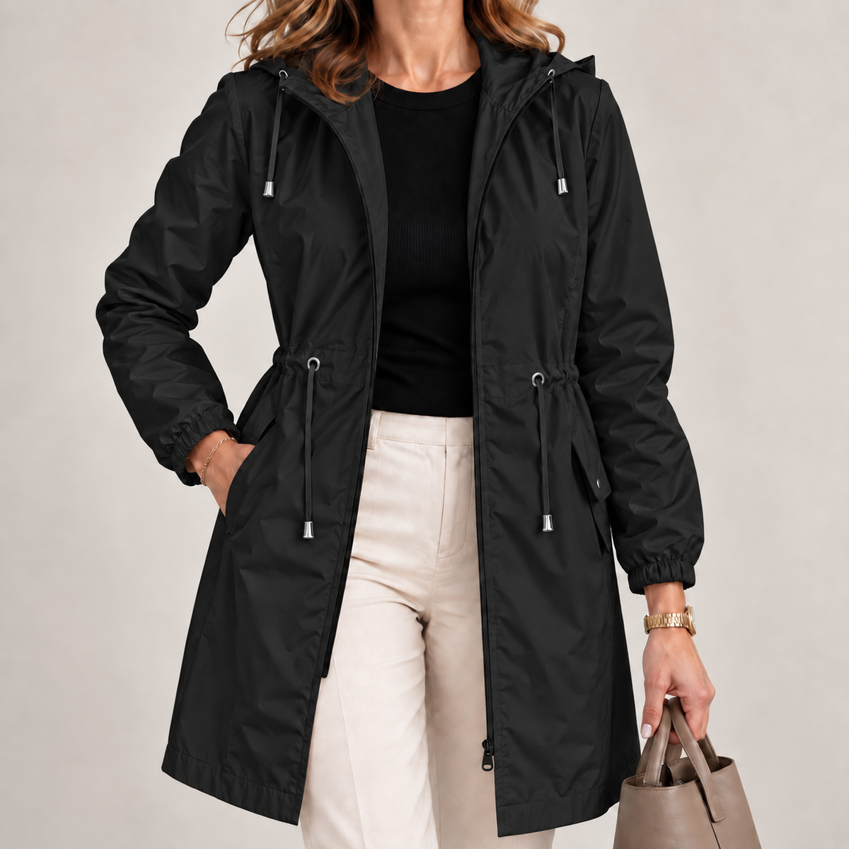 Mirette - Parka femme légère imperméable avec capuche ajustable