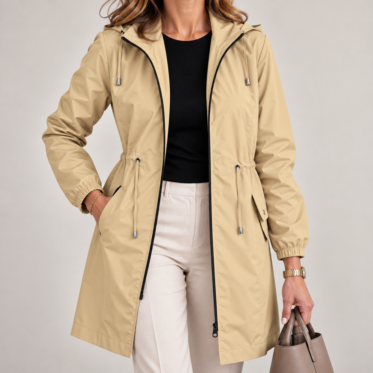 Mirette - Parka femme légère imperméable avec capuche ajustable