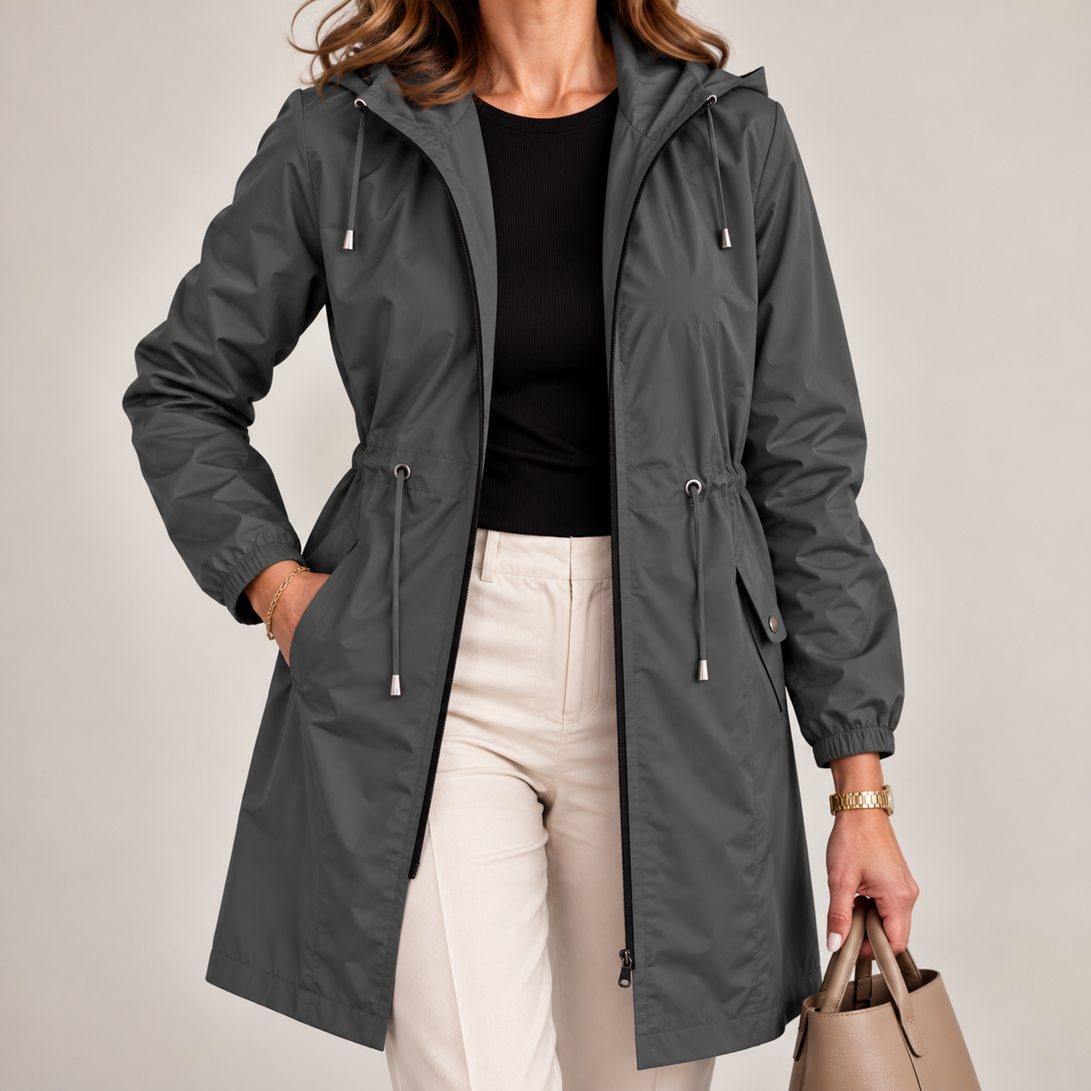 Mirette - Parka femme légère imperméable avec capuche ajustable