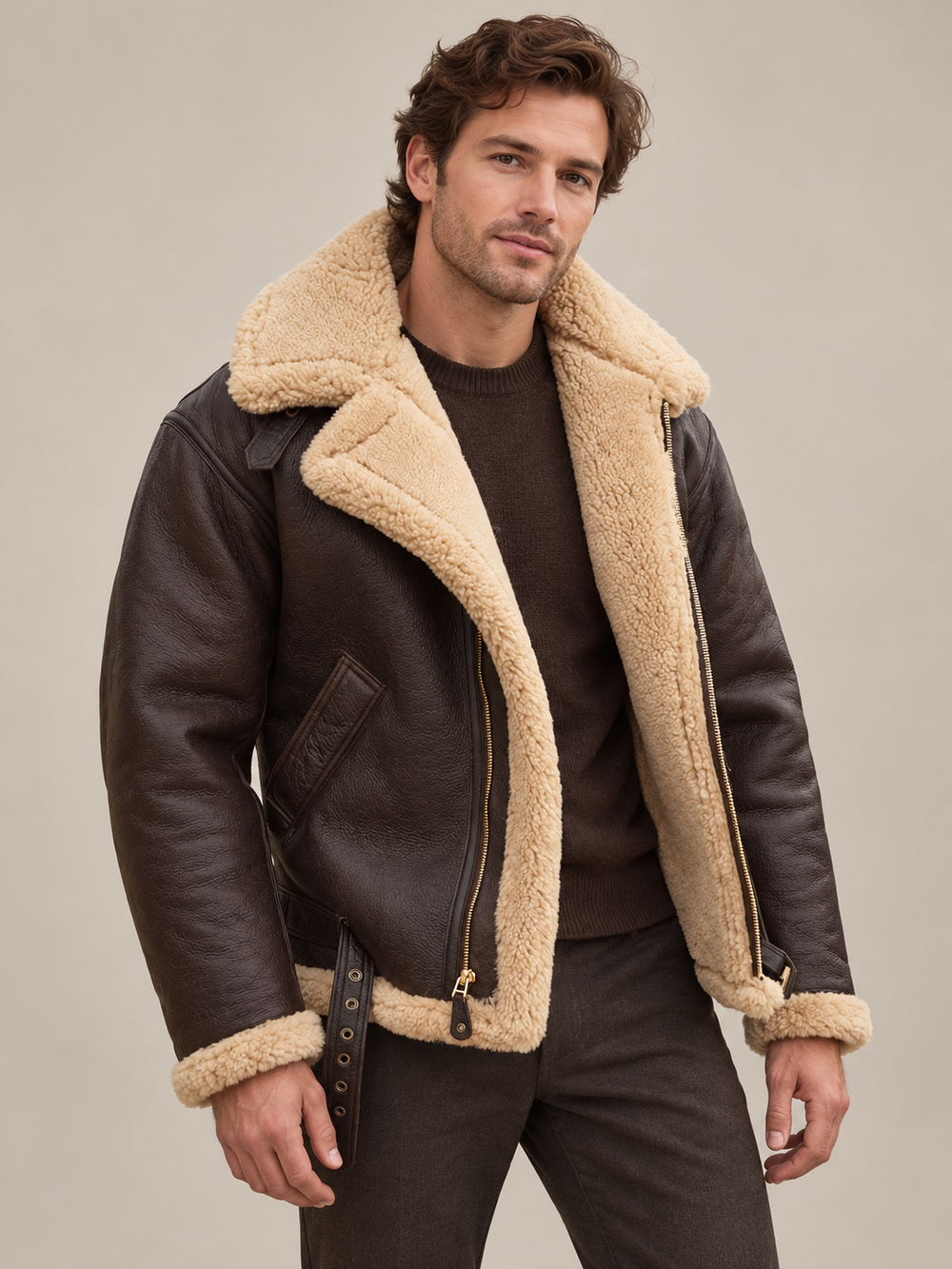 Stefan - Veste en cuir d’agneau véritable style premium