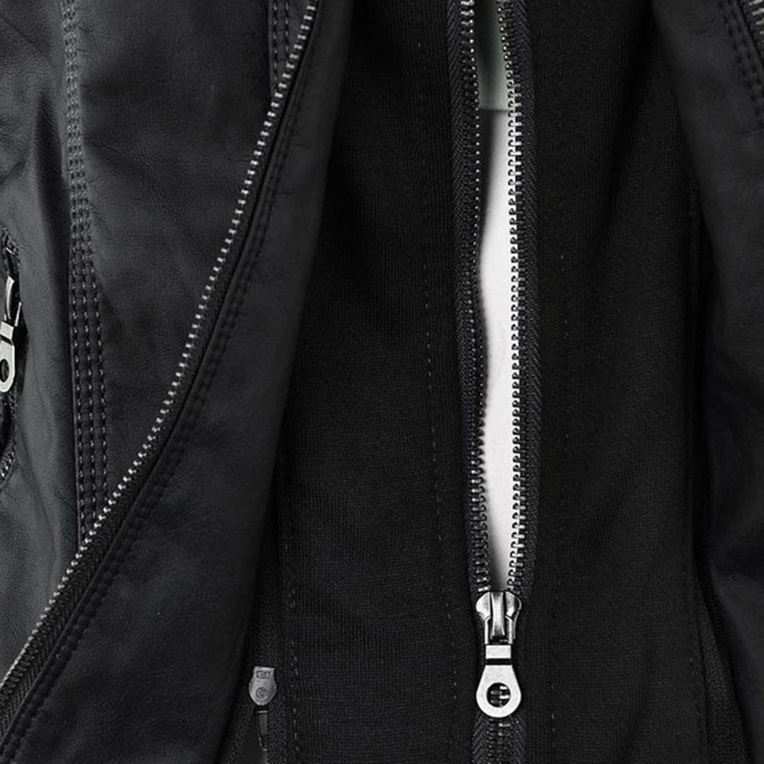 Rieke - Women's faux leather hooded jacket with zipper