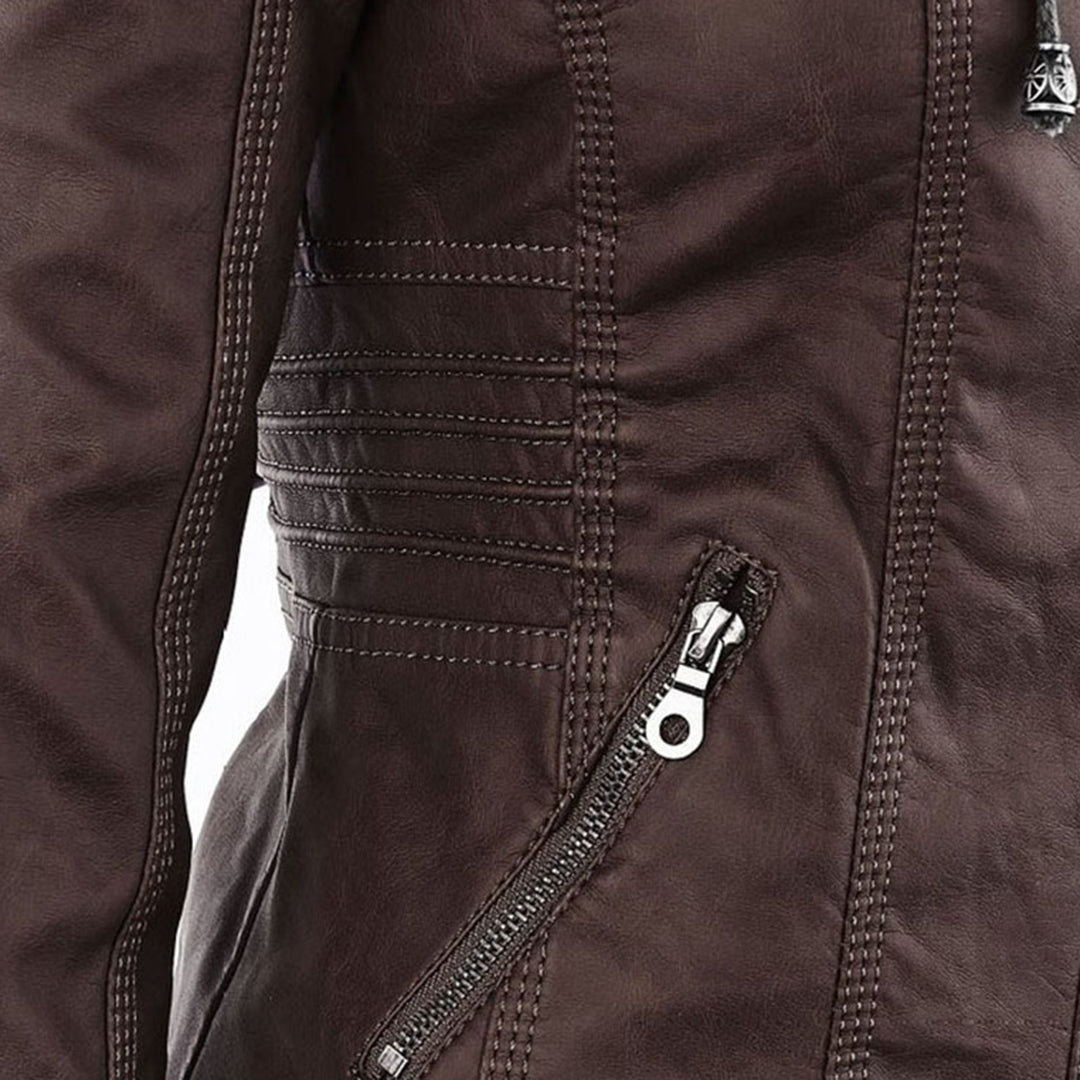 Rieke - Women's faux leather hooded jacket with zipper
