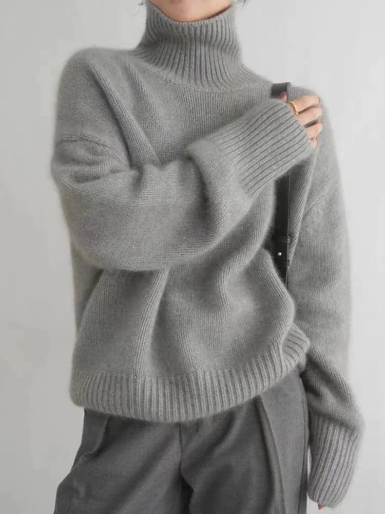 Karine - Pull à col roulé confortable et doux en maille