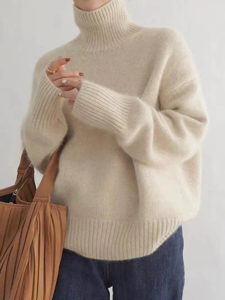 Karine - Pull à col roulé confortable et doux en maille