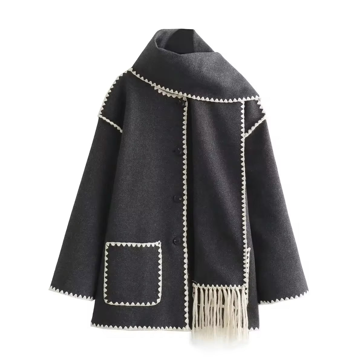 Antoinette - Manteau Élégant avec Col Rond et Poches
