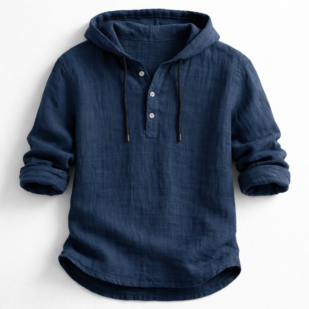 Casper - Chemise Femme Lin Capuche Boutonnée Coupe Ample Style Décontracté