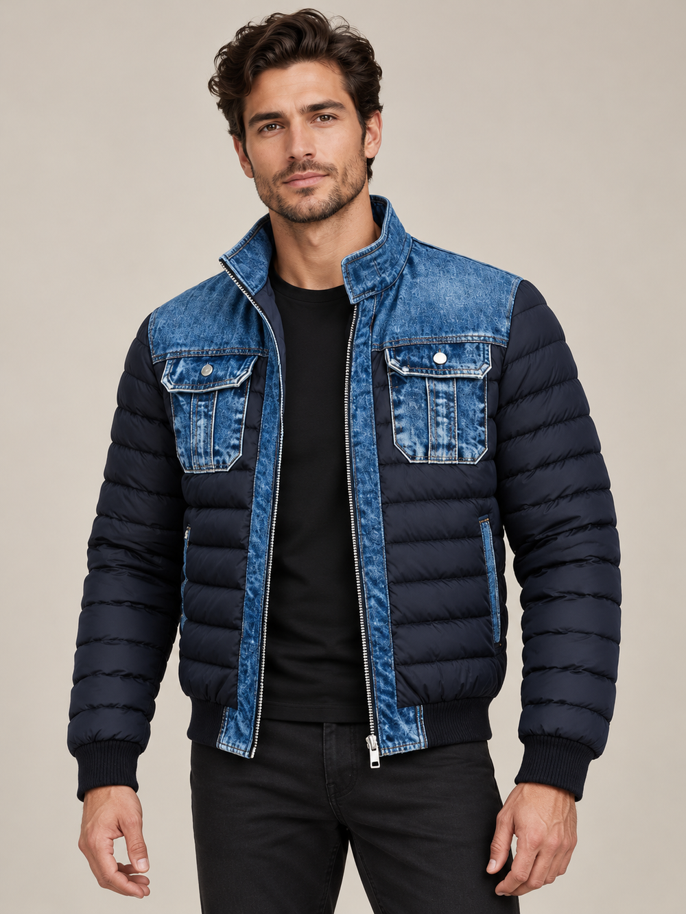 Zacharie - Veste Denim Matelassée Moderne
