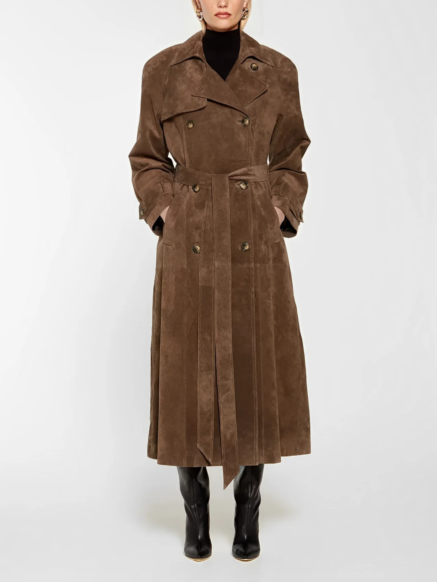 Cléore - Manteau Trench Élégant en Daim Synthétique