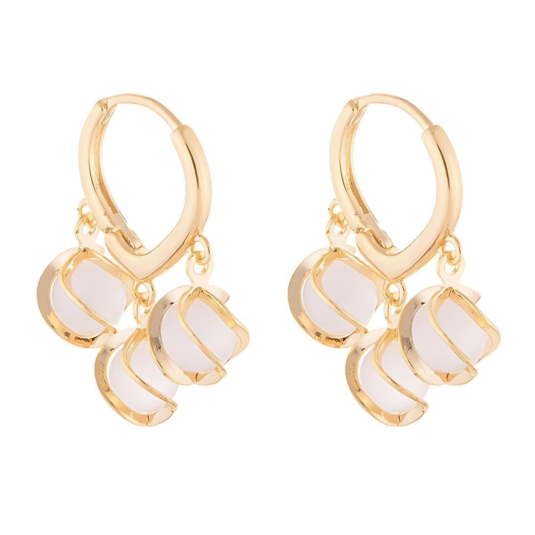 Roselisse - Boucles d’oreilles en cristal de pierre de lune avec design plaqué or