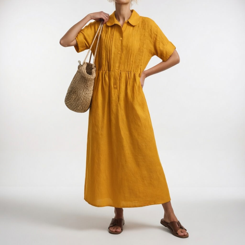 Quorissa - Robe chemise longue femme en coton fluide et confortable
