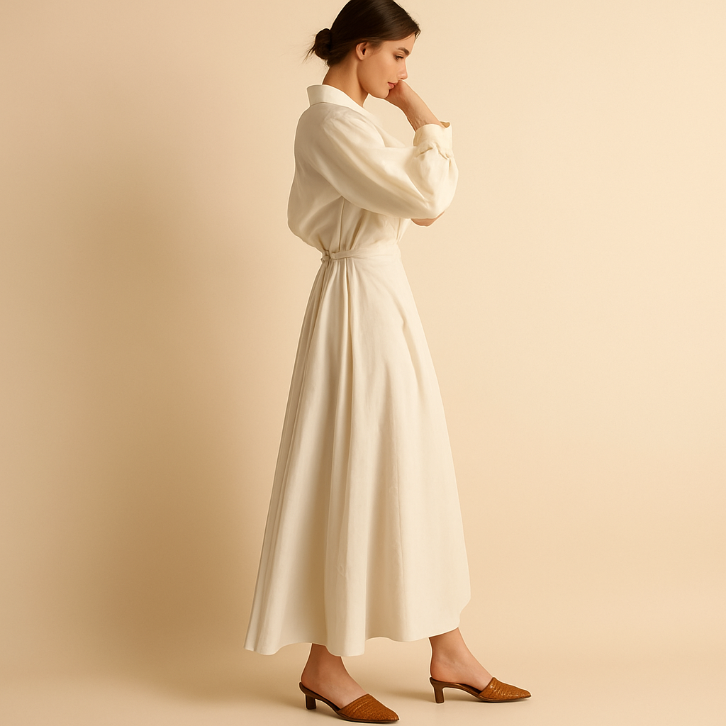 Antonine - Elegant Women’s Maxi Dress with Long Sleeves and V-Neck