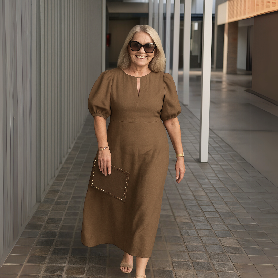 Catalina - Robe unie élégante avec décolleté en V