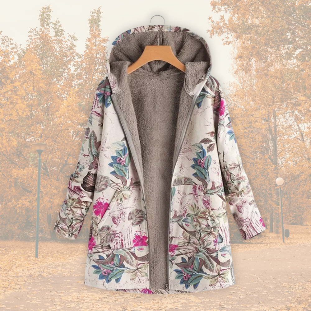 Tavirae - Veste chaude doublée polaire avec capuche et imprimé floral