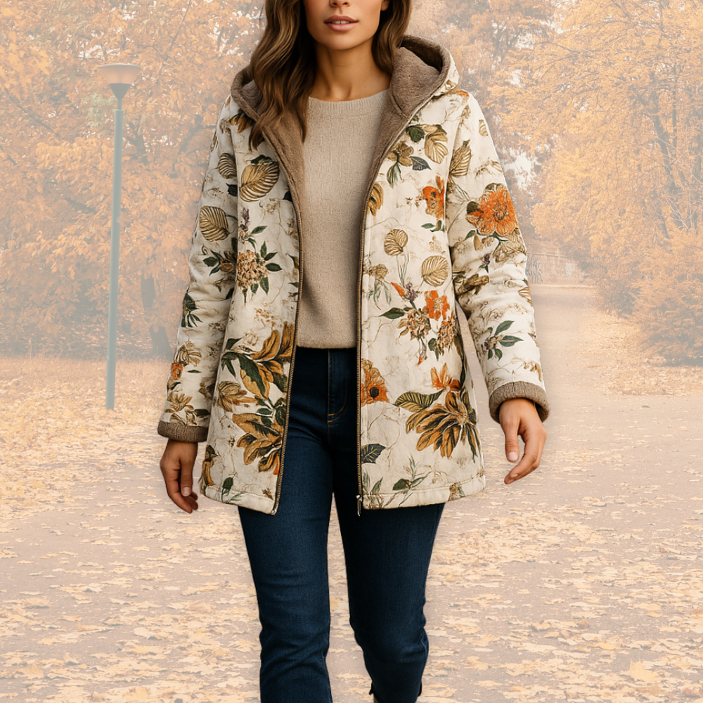 Tavirae - Veste chaude doublée polaire avec capuche et imprimé floral