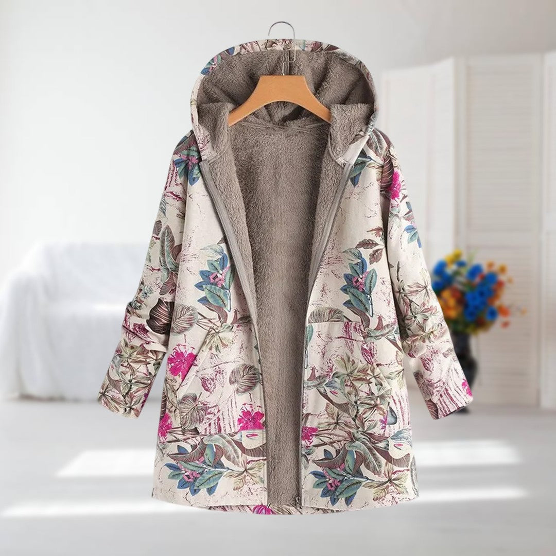 Tavirae - Veste chaude doublée polaire avec capuche et imprimé floral