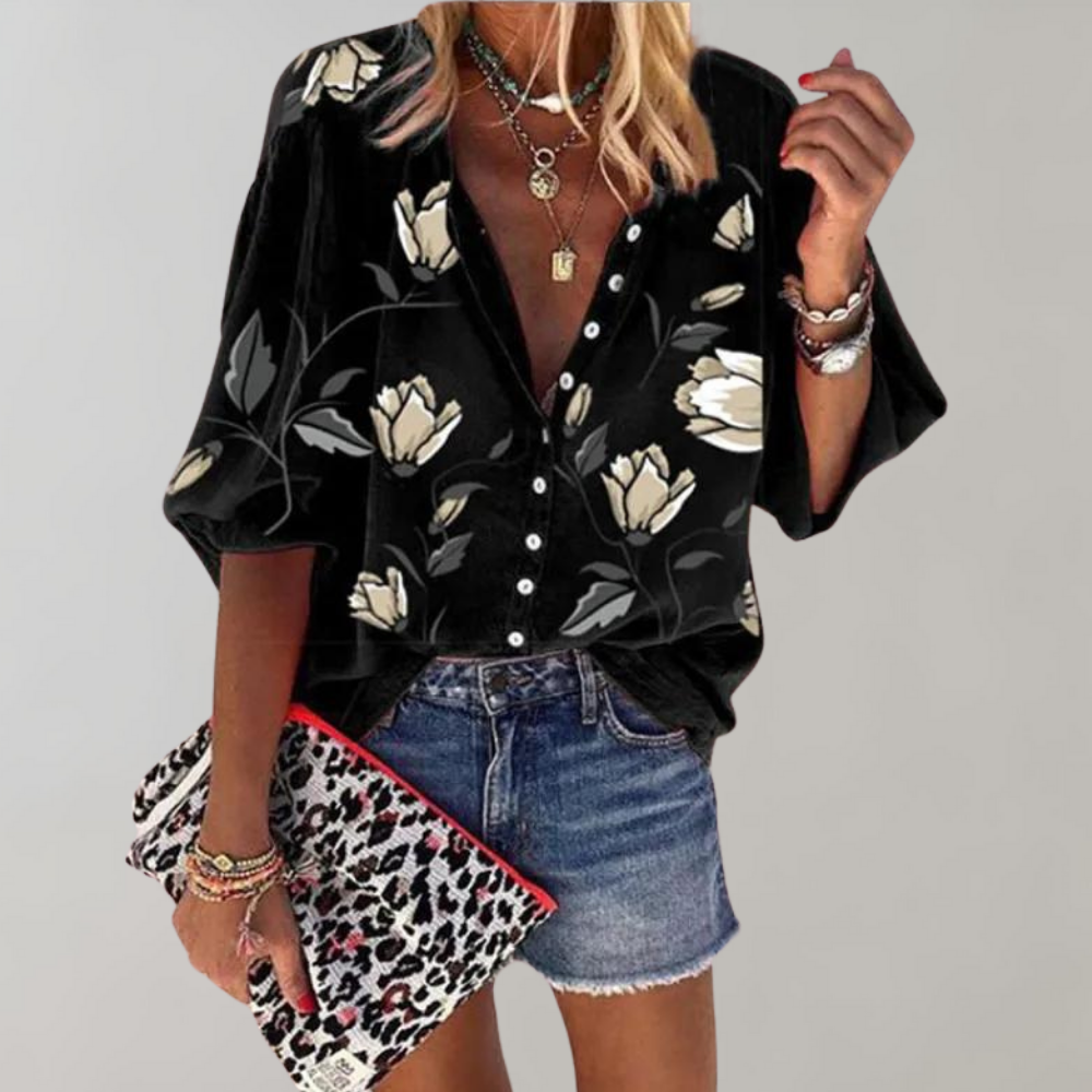 Yelena - Blouse d'Été à Imprimé Floral pour Femmes