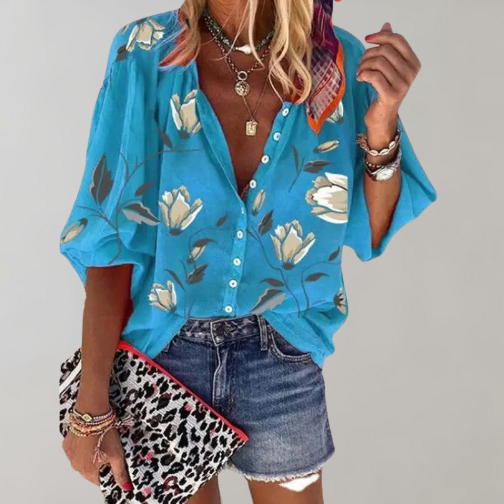 Yelena - Blouse d'Été à Imprimé Floral pour Femmes