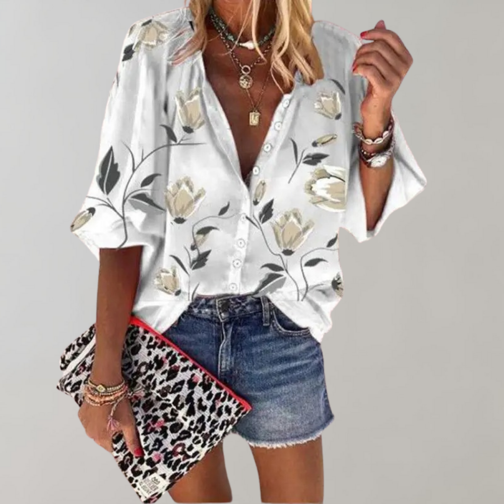 Yelena - Blouse d'Été à Imprimé Floral pour Femmes