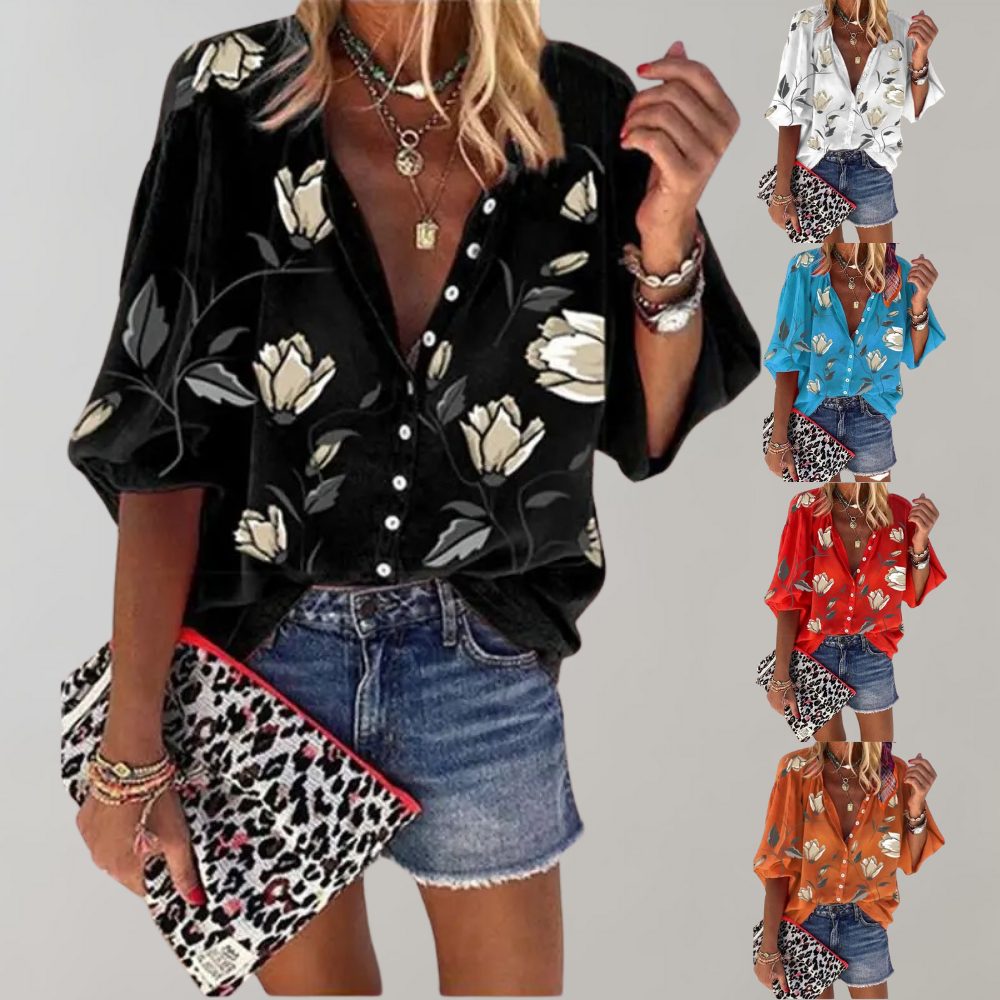 Yelena - Blouse d'Été à Imprimé Floral pour Femmes