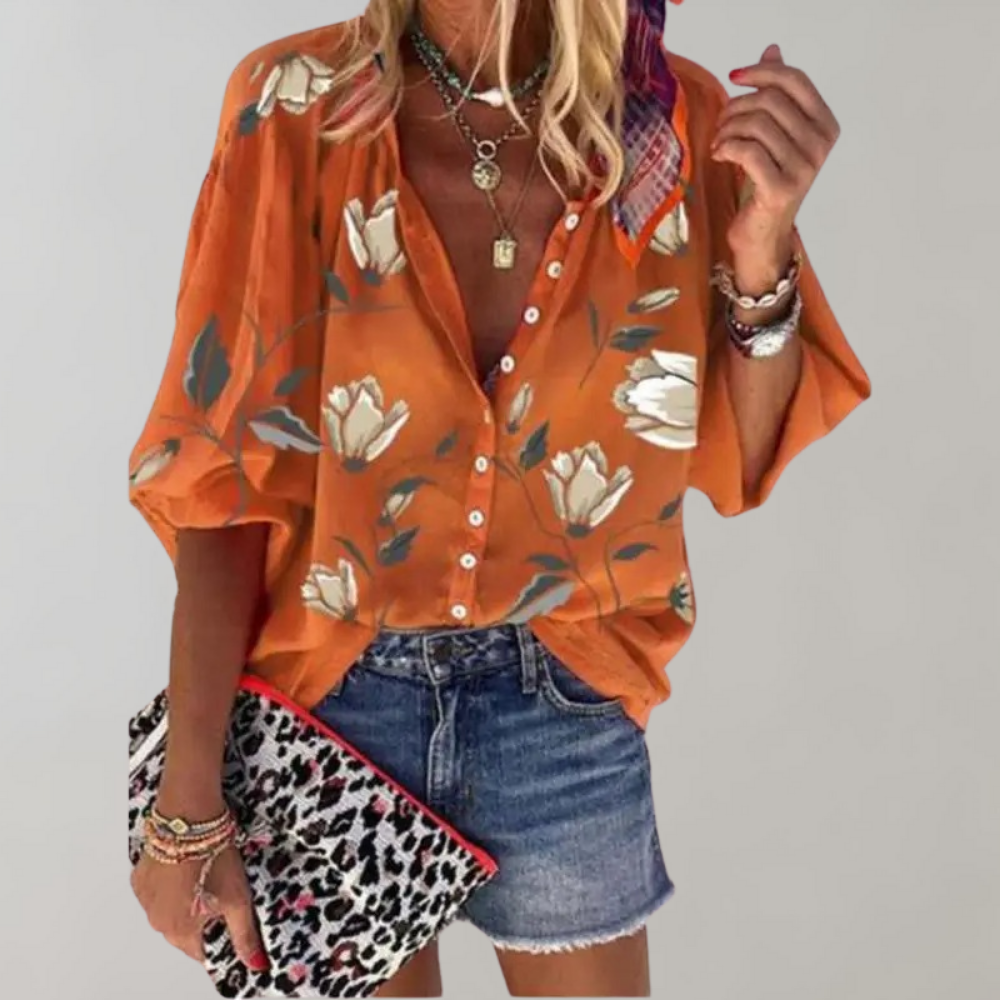 Yelena - Blouse d'Été à Imprimé Floral pour Femmes