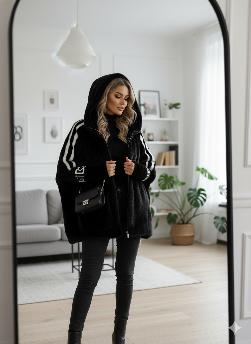 Fioralyn - Manteau à Capuche en Fausse Fourrure pour Femmes